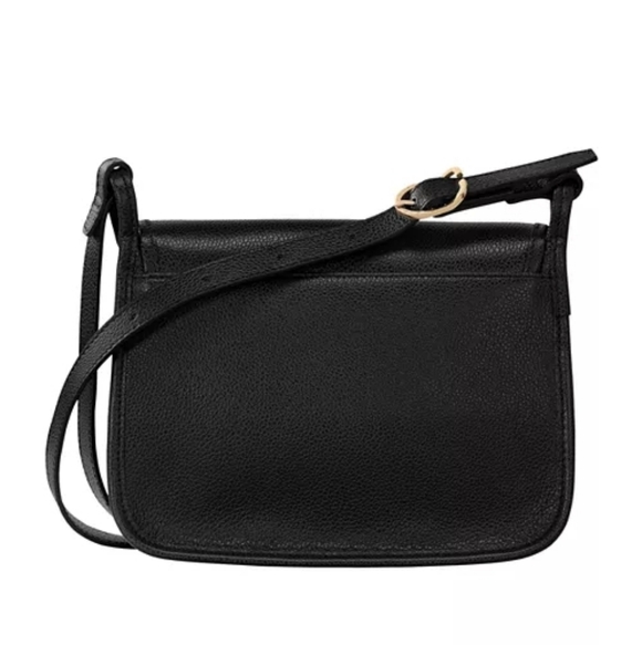 Longchamp Le Foulonné Leather Crossbody | Black/Gold - Picture 4 of 12